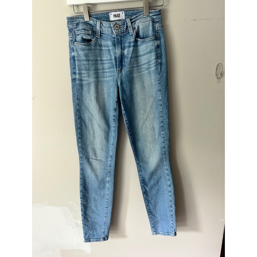 Paige Hoxton Ankle High Rise Skinny Jeans Medium Wash Blue Denim Size 27